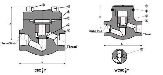 H61W锻钢焊接止回阀结构图